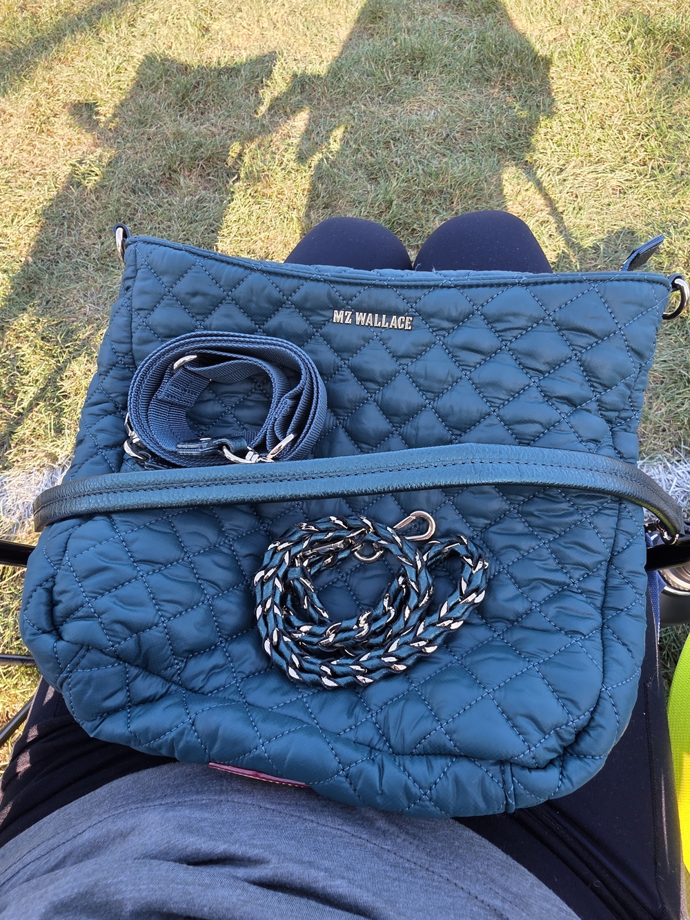 MZ Wallace Emerald Quilted Crossbody Bag